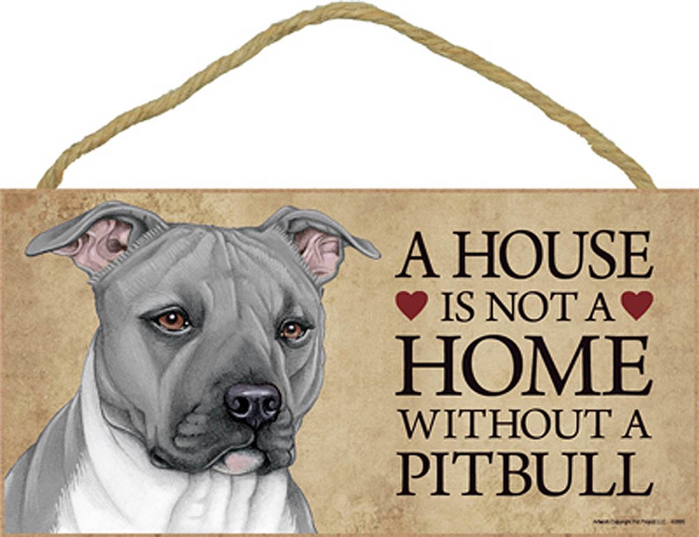 Pitbull House is Not a Home Sign - Gray Wall Decor with Bonus Coaster - Perfect for Dog Lovers, Man Cave & Living Room Decor