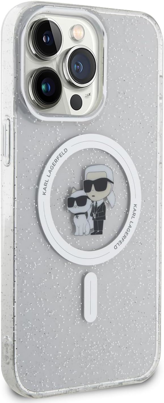 Karl Lagerfeld Karl & Choupette Glitter MagSafe Case for iPhone 15 Pro (6.1