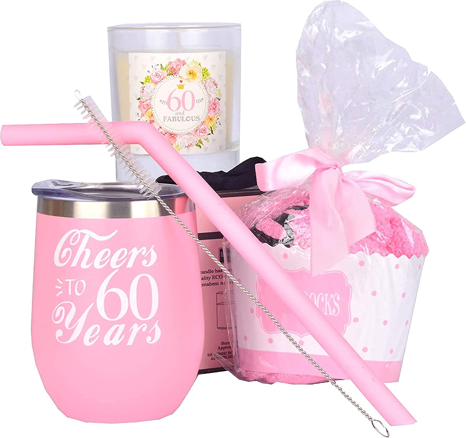 MEANT2TOBE 60th Birthday Gifts for Women - Insulated Tumbler Cup with Lid & Straw, Personalized 60 Year Old Birthday Present, Elegant 60th Birthday Party Decor - Perfect for Mom, Grandma, Wife & Friends Celebrations