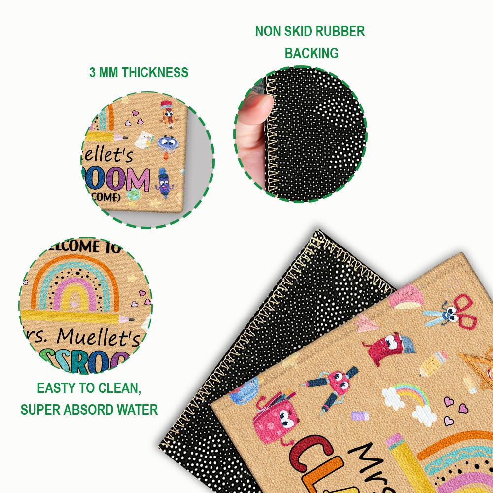 Personalized Classroom Welcome Doormat - Custom Teacher Entrance Mat with Alphabet Design for Elementary School Classrooms | Perfect for Classroom Decor, Teacher Appreciation Gifts & School Entryways