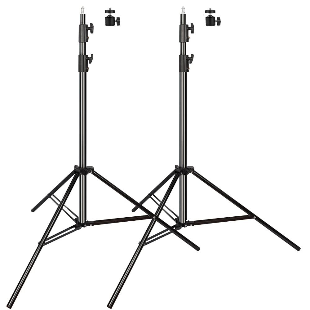 Professional 9.5ft Aluminum Alloy Adjustable Light Stand with Spring Cushion - Heavy Duty Photography Tripod for Speedlights, Ring Lights & Studio Equipment (2 Pack) - Perfect for Photo Studios, YouTube Videos & Portrait Photography