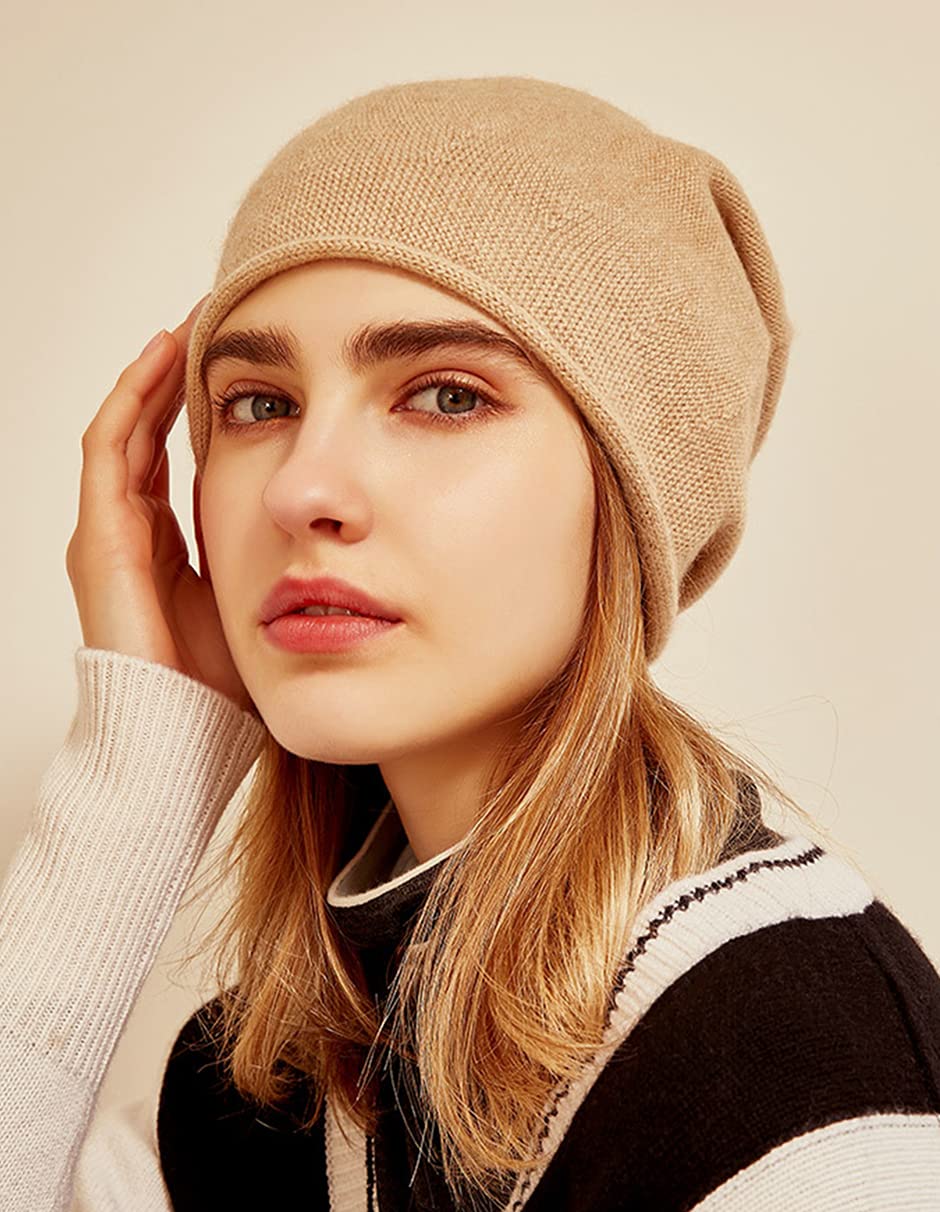 Women's Soft Cashmere Slouchy Beanie Hat - Winter Warm Knitted Wool Skull Cap for Ladies - Perfect for Christmas Gifts, Hip-Hop Fashion & Cold Weather Outfits