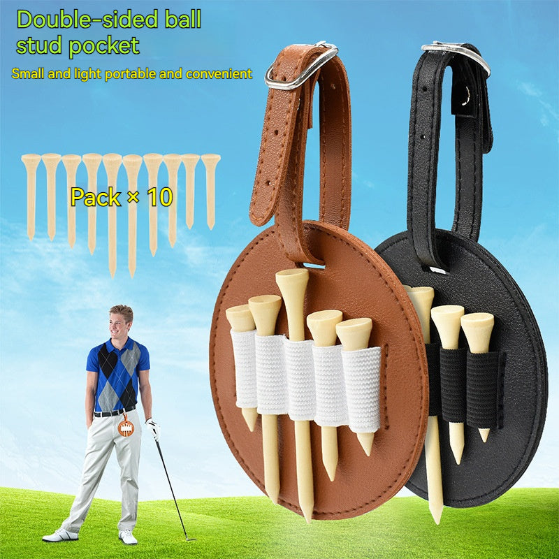 Premium Leather Golf Tee & Accessories Storage Bag - Waist Hanging Outdoor Golf Organizer for Tees, Balls & Tools | Ideal for Golf Course, Driving Range & Travel