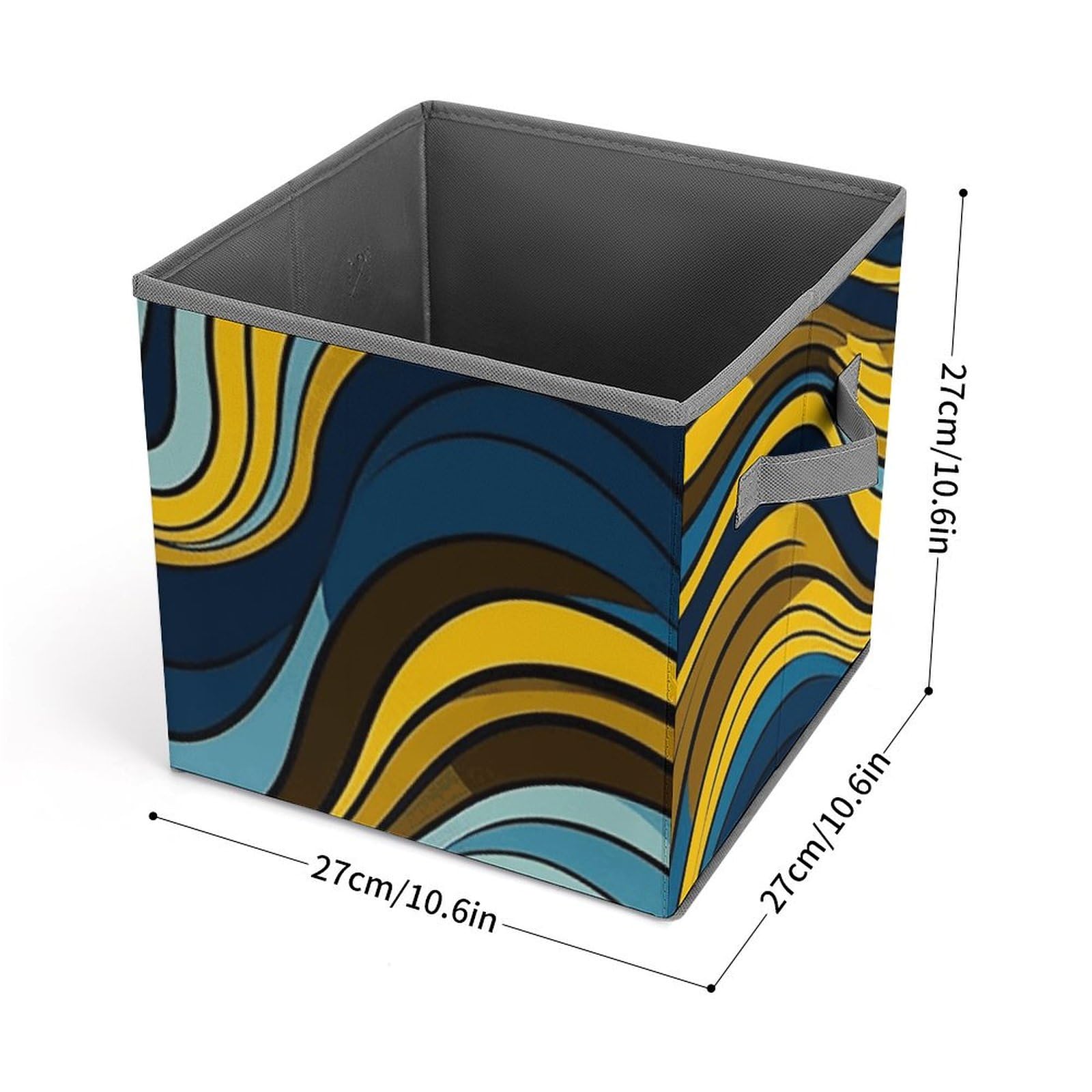 Wave Pattern Foldable Storage Cubes with Handles - Closet Organizer Bins for Cabinet, Shelf & Wardrobe Organization | Perfect for Bedroom, Kids Room & Office Storage