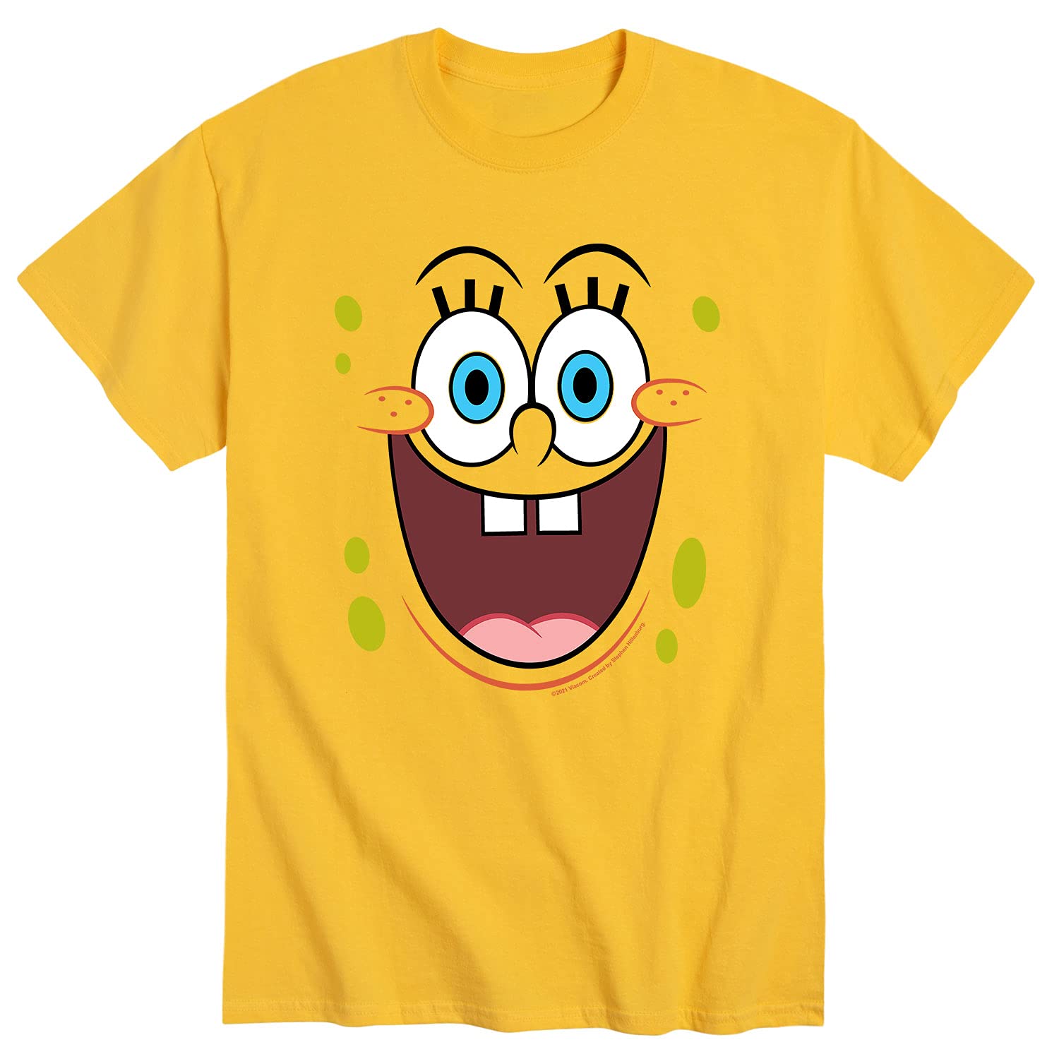 Spongebob Squarepants Happy Face Graphic T-Shirt for Men - Soft Cotton Short Sleeve Tee - Casual Wear & Funny Gift for Fans - Perfect for Parties, Cosplay, and Everyday Outfits