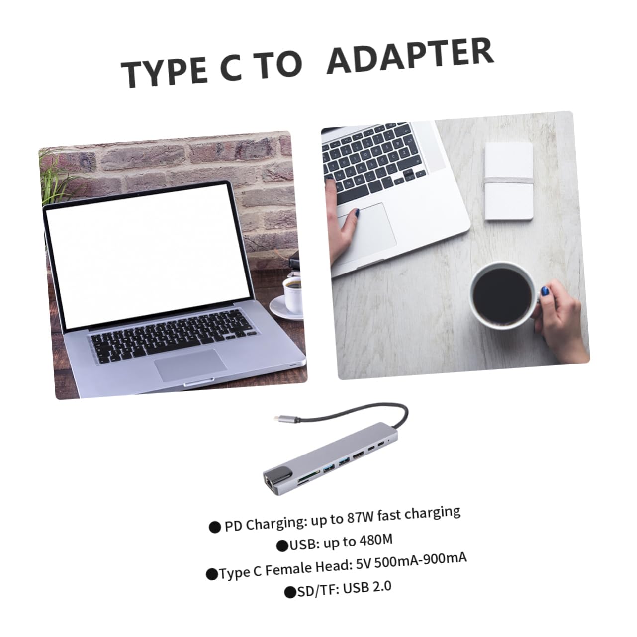 HOMSFOU 8-in-1 USB 3.0 Hub with 4K HDMI, Fast Charging Port - Perfect for Laptop, PC, MacBook Pro/Air, Home Office & Gaming Setup