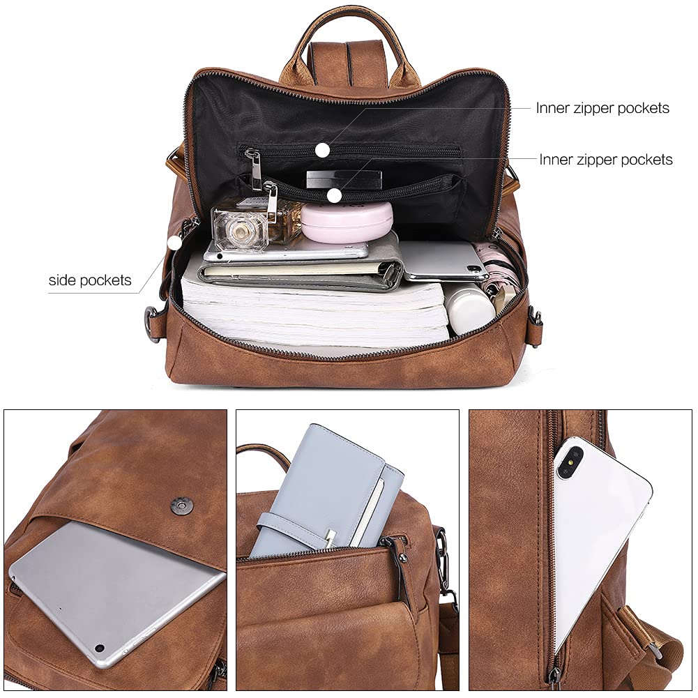 CLUCI Genuine Leather Backpack Purse for Women - Large Convertible Anti-Theft Travel Backpack with USB Charging Port | Perfect for Work, College, Commuting & Weekend Getaways