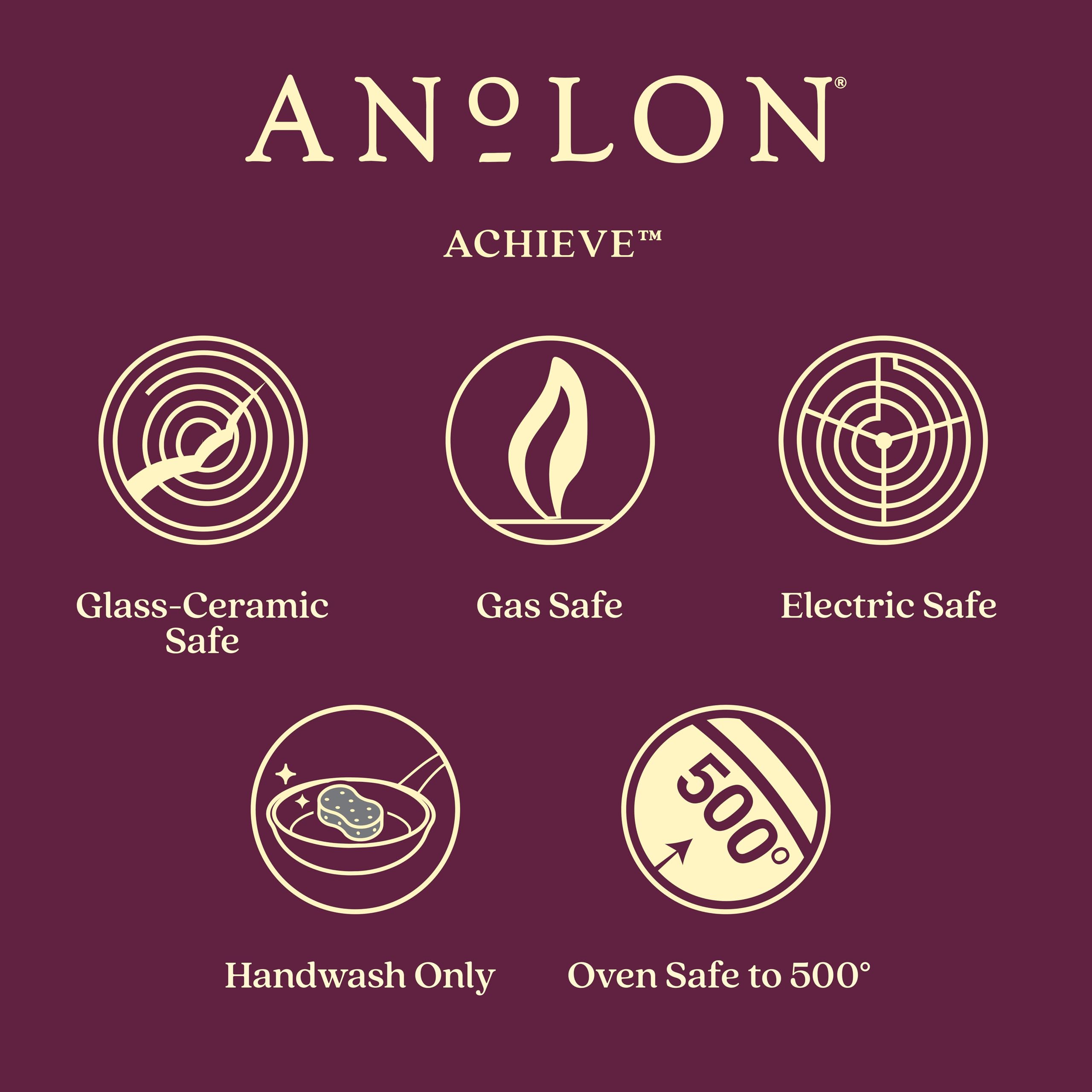 Anolon Achieve Hard Anodized Nonstick Cookware Set - 9-Piece Pots and Pans Set, Durable & Scratch-Resistant Kitchen Essentials for Cooking, Frying & Baking - Perfect for Home Chefs & Professional Kitchens