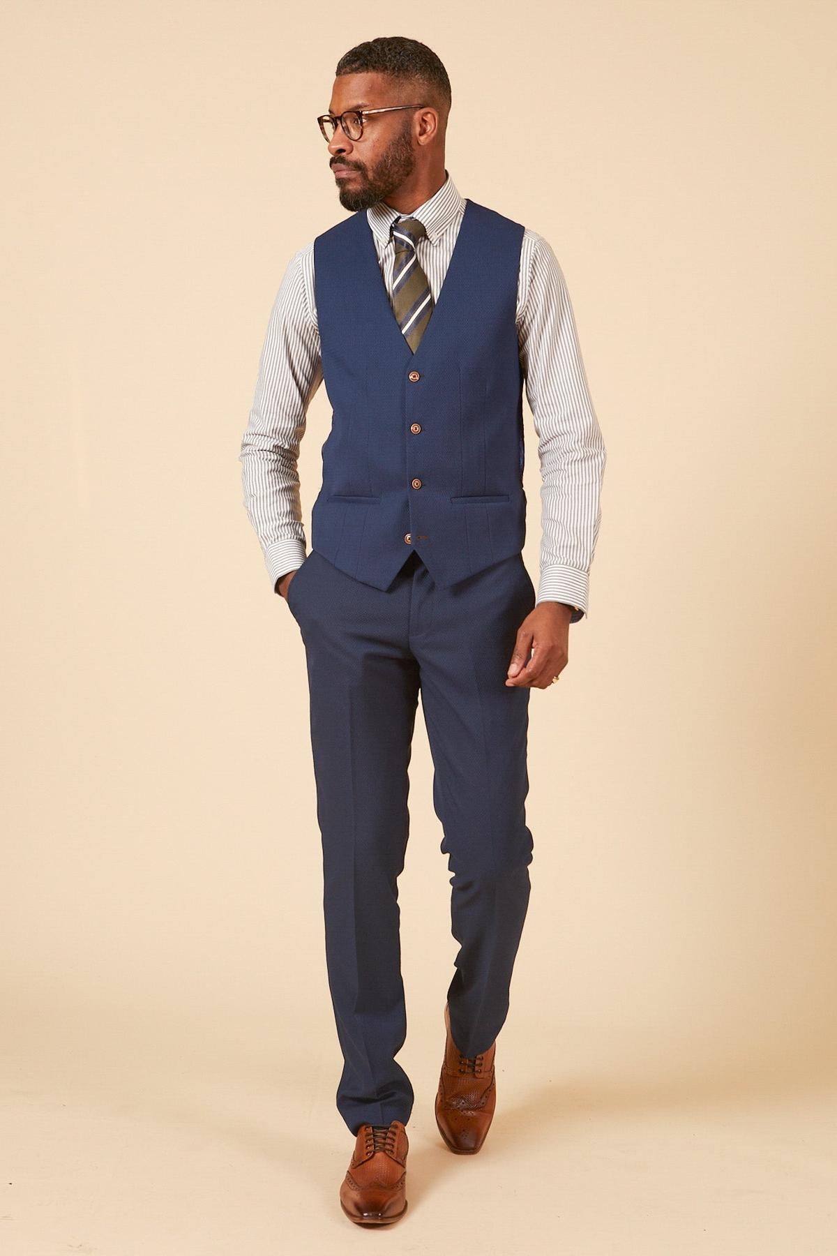 MAX Royal Blue Single Breasted Waistcoat for Men - Slim Fit Formal Vest for Weddings, Business & Special Occasions