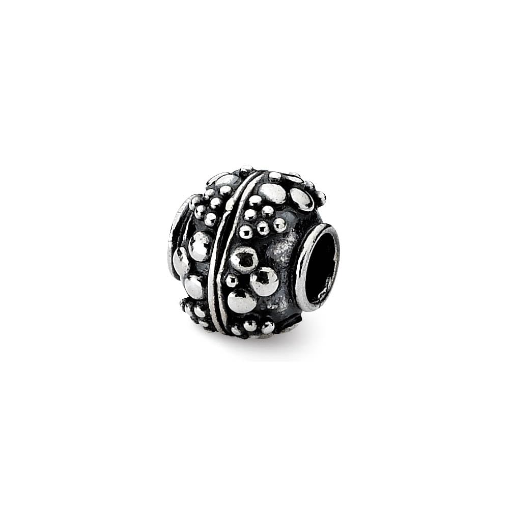 Antiqued Sterling Silver Black Bow Bubble Bead Charm - Handmade Artisan Jewelry for Necklaces, Bracelets & DIY Crafting