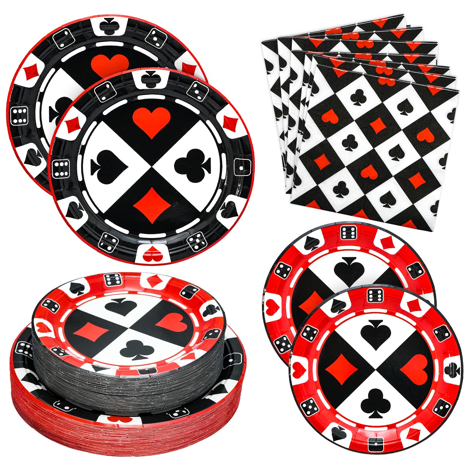 180PCS Casino Party Supplies Set - Poker Themed Paper Plates & Napkins Kit for 60 Guests | Includes Dinner Plates, Dessert Plates & Napkins | Perfect for Casino Night, Poker Club Events & Birthday Party Decorations | Ideal for Themed Parties, Game Nights & Special Celebrations