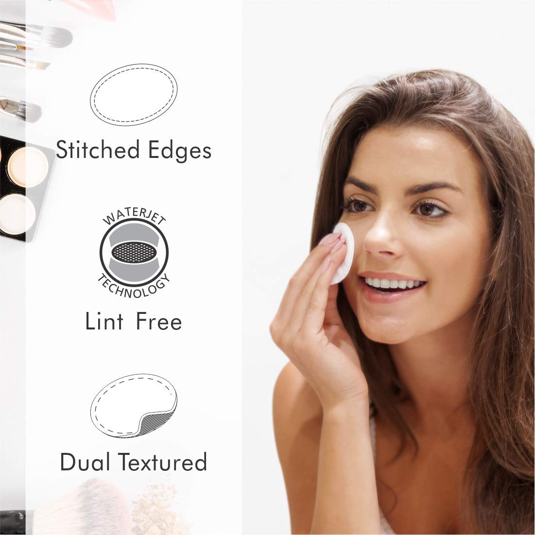 50-Pack Soft Cotton Facial Rounds for Makeup Removal & Application | 100% Pure Hypoallergenic Cotton Pads | Gentle on Sensitive Skin | Perfect for Travel, Daily Skincare & Makeup Routine (3-Pack with Ziplock Bags)