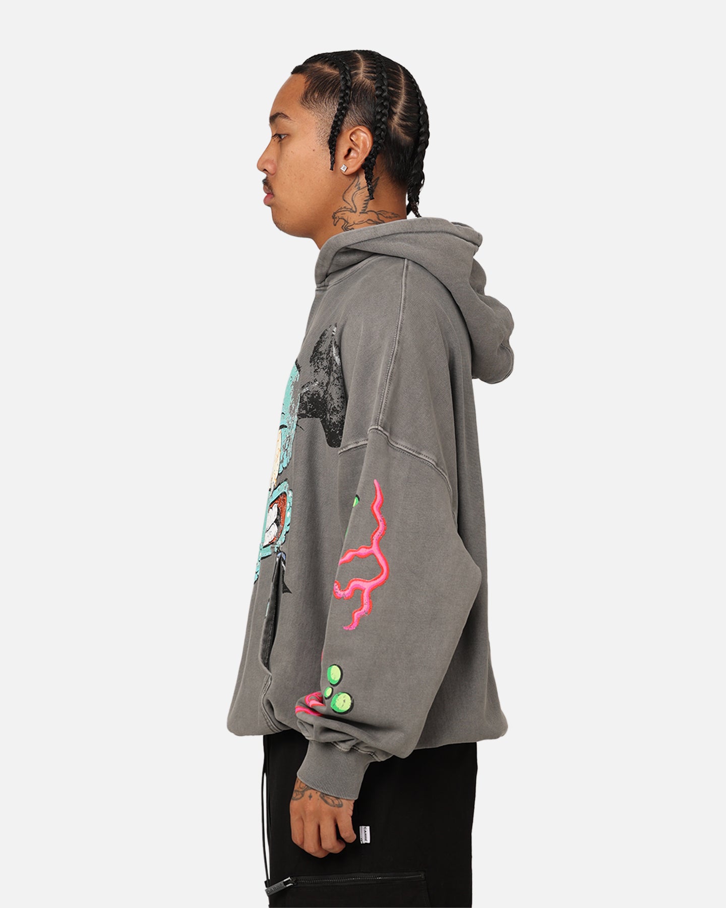 SpongeBob SquarePants Squidward Hoodie - Washed Charcoal Pullover Sweatshirt for Men & Women | American Thrift Style | Perfect for Cosplay, Halloween, and Casual Wear