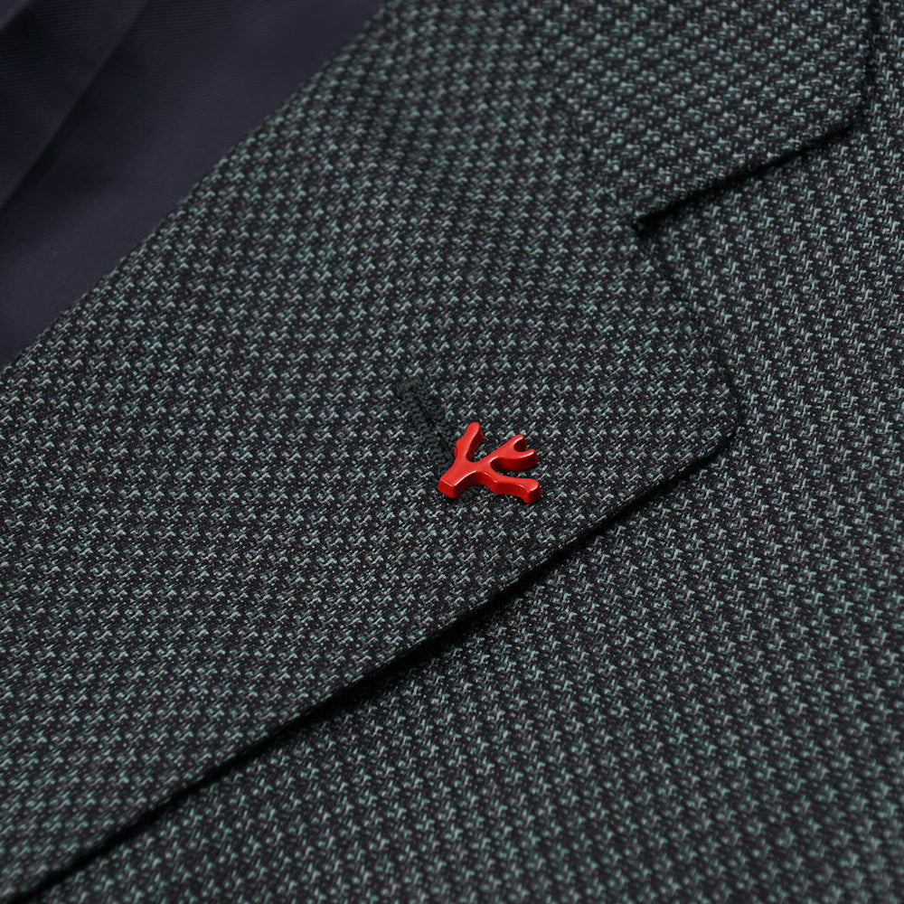 Isaia Dark Green Woven Wool Sport Coat for Men | Premium Tailored Blazer | Business & Formal Wear | Perfect for Weddings, Office & Special Events