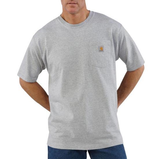 K87 Loose Fit Heavyweight Pocket T-Shirt for Men - Soft Cotton Casual Tee in Heather Grey - Perfect for Everyday Wear & Street Style Outfits