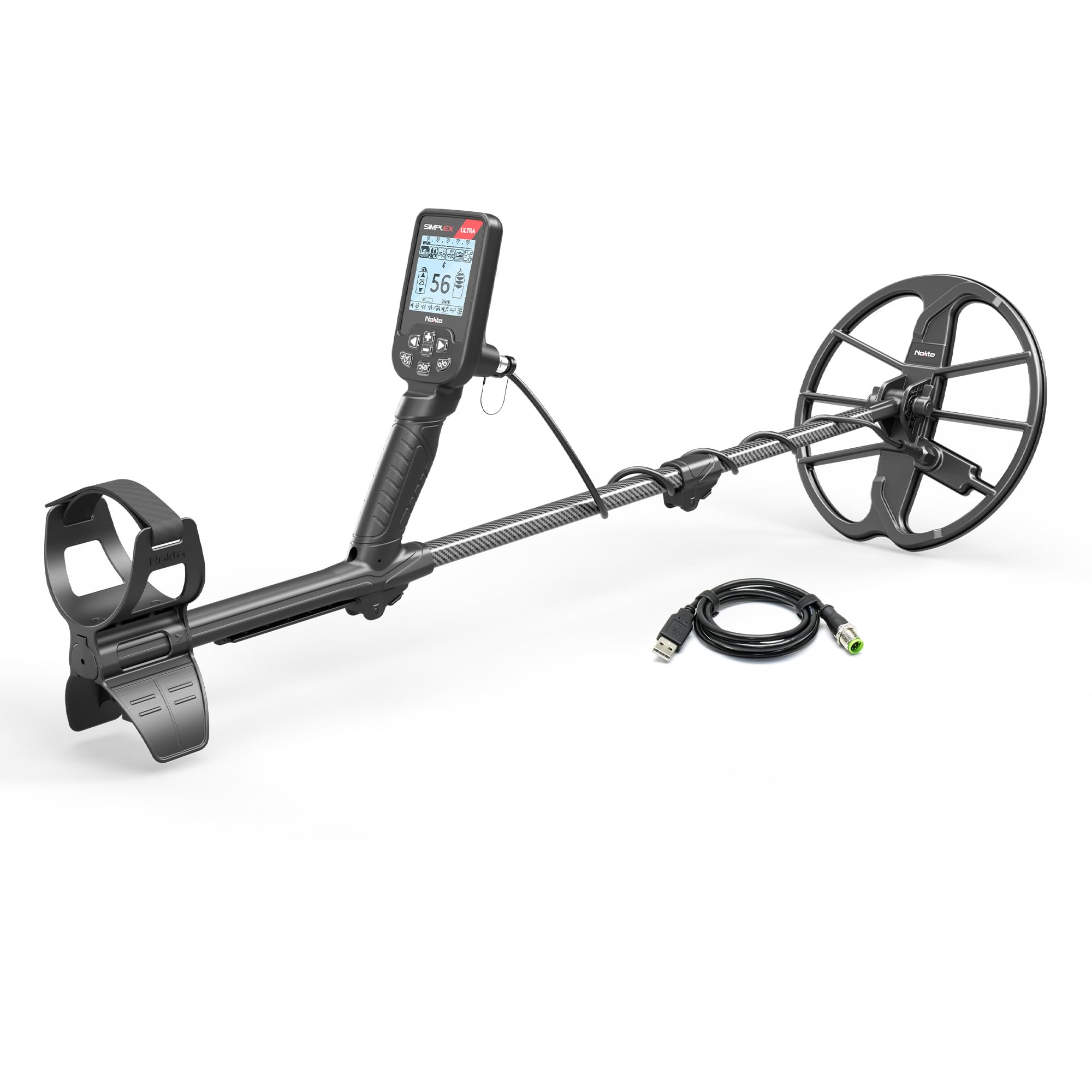 Nokta Simplex Ultra Waterproof Metal Detector with Carbon Fiber Shaft & 11