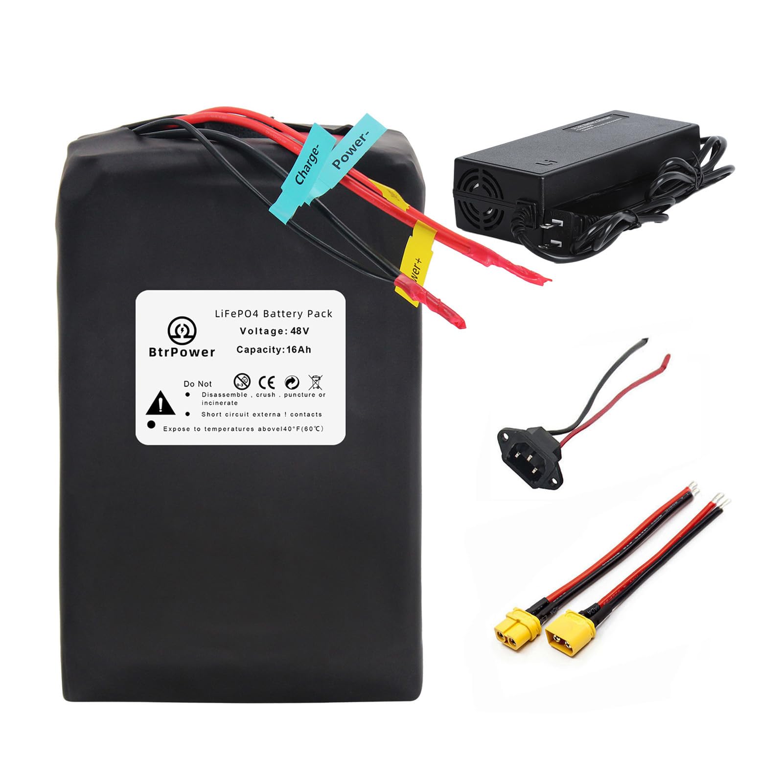 48V 52V 60V 72V Ebike Battery - 10AH to 50AH Lithium Ion/LiFePO4 Battery Pack with 3A/5A Charger & 50A/80A BMS - Compatible with 300W-4500W Motors - Perfect for Electric Bikes, Scooters, and DIY EV Projects