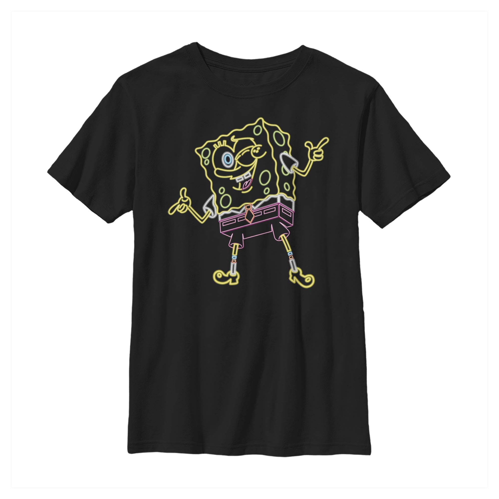 SpongeBob SquarePants Neon Graphic T-Shirt for Boys - Cartoon Character Tee for Kids, Playdates & Casual Wear