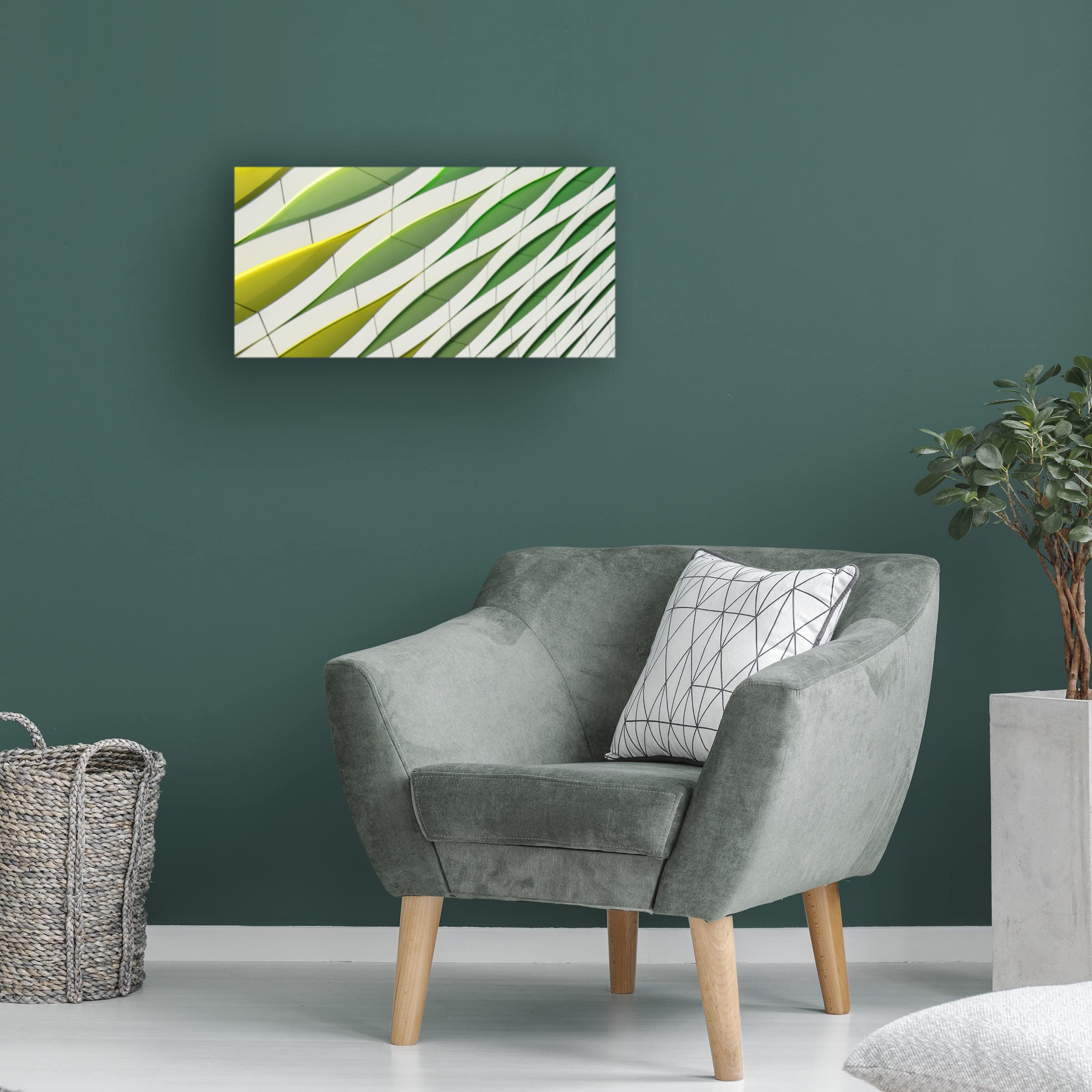 Gerard Jonkman Dancing Yellow And Green Canvas Wall Art - Modern Abstract Painting for Living Room, Bedroom & Office Decor