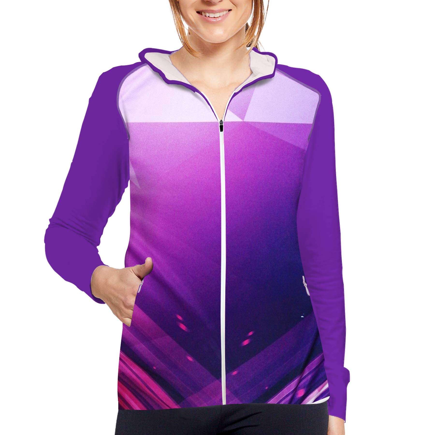 Women's Lightweight Full Zip Hoodie - UPF Sun Protection Long Sleeve Shirt for Gym, Running & Outdoor Activities | Casual Wear & Athletic Top