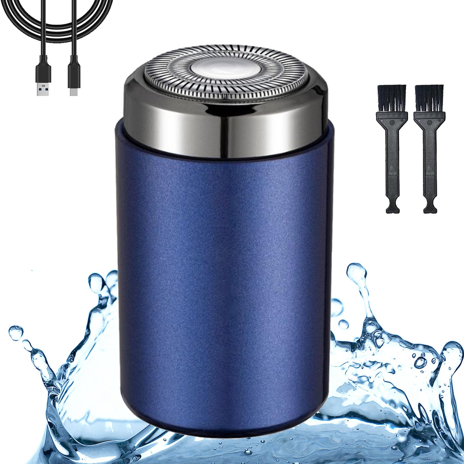 Sopami Mini Electric Shaver - Portable USB C Rechargeable Waterproof Travel Razor for Men - Perfect for Car, Office & Business Trips - Smooth Shaving Anywhere (Blue)