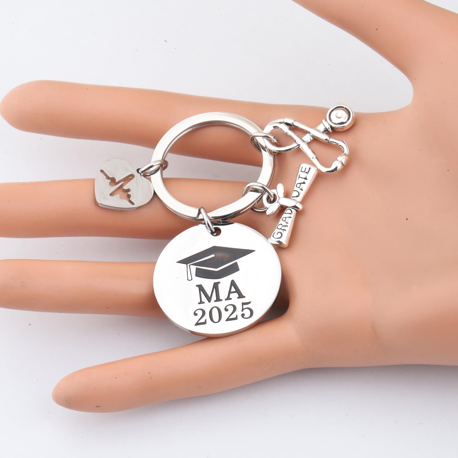 LQRI MA 2025 Keychain - Premium Medical Assistant Graduation Gift for Students & Nurses - Engraved MA Jewelry Keychain for Clinicals, White Coat Ceremony & Healthcare Professionals