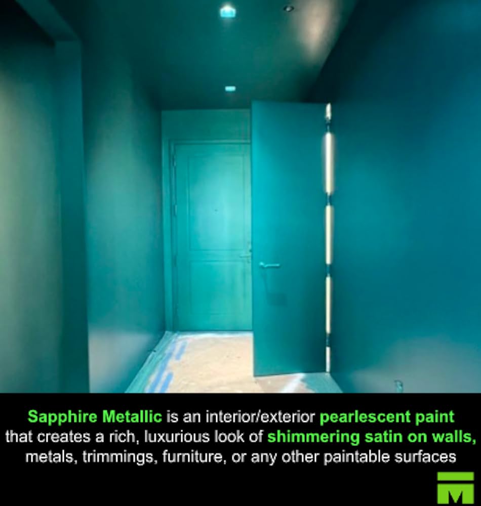 Meoded Premium Sapphire Metallic Paint - Interior & Exterior Water-Based Wall Paint for Home & Commercial Use - Perfect for Accent Walls, Furniture & DIY Projects
