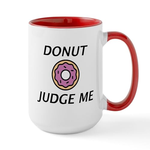 White/Red Inside - Donut Judge Me Large Mug