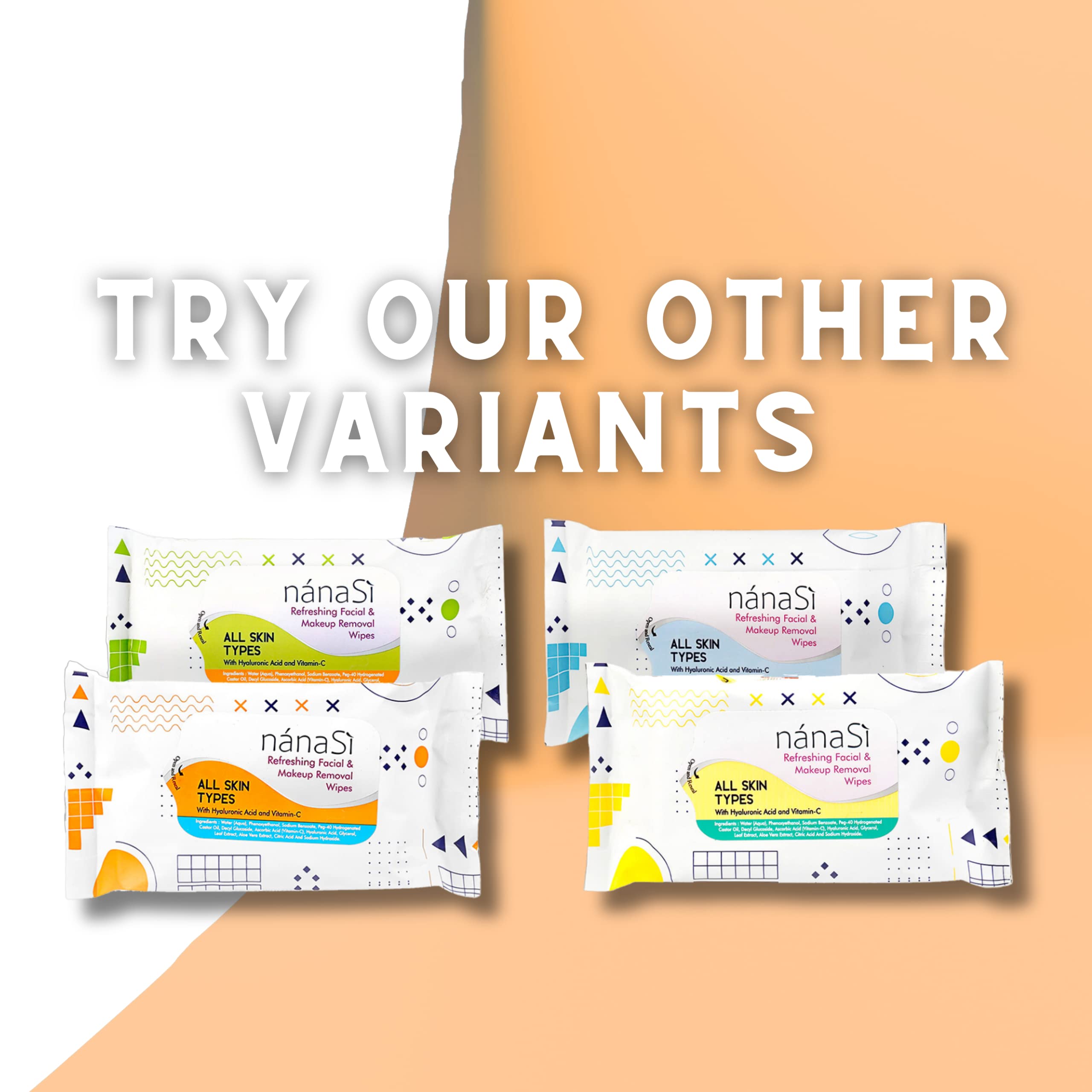 Nanasi Facial Tissue | Refreshing Wet Wipes for Men & Women | 25 Count Travel Size Pack | Orange Scent | 20cm x 50cm | Pack of 2 | Perfect for Gym, Travel & On-the-Go Freshness
