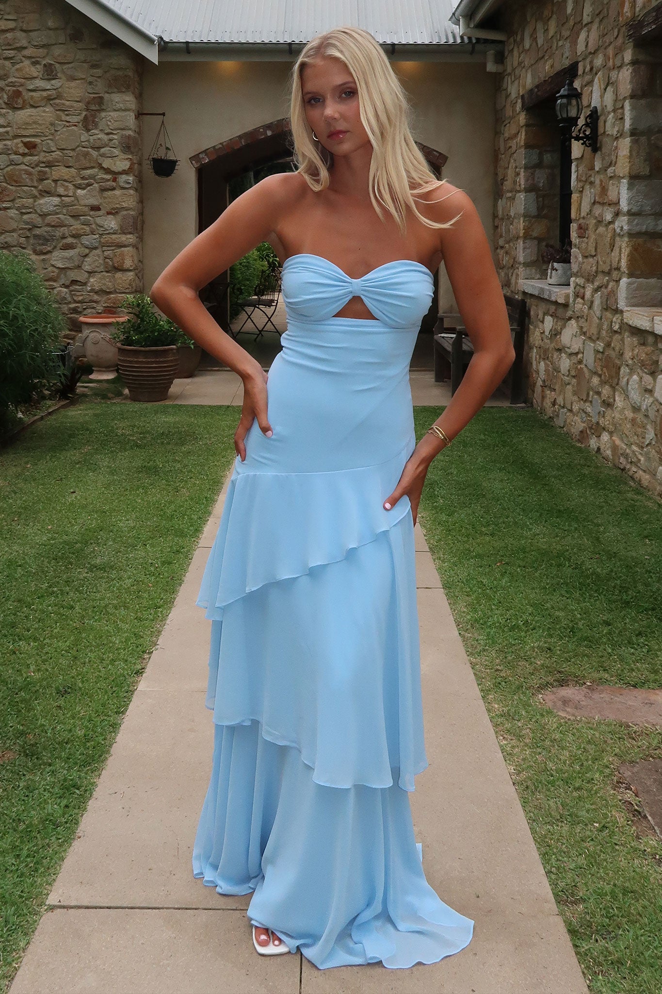 Gretta Strapless Maxi Dress in Blue - Elegant Formal Gown for Weddings, Parties & Special Occasions | Women's Summer Evening Dress