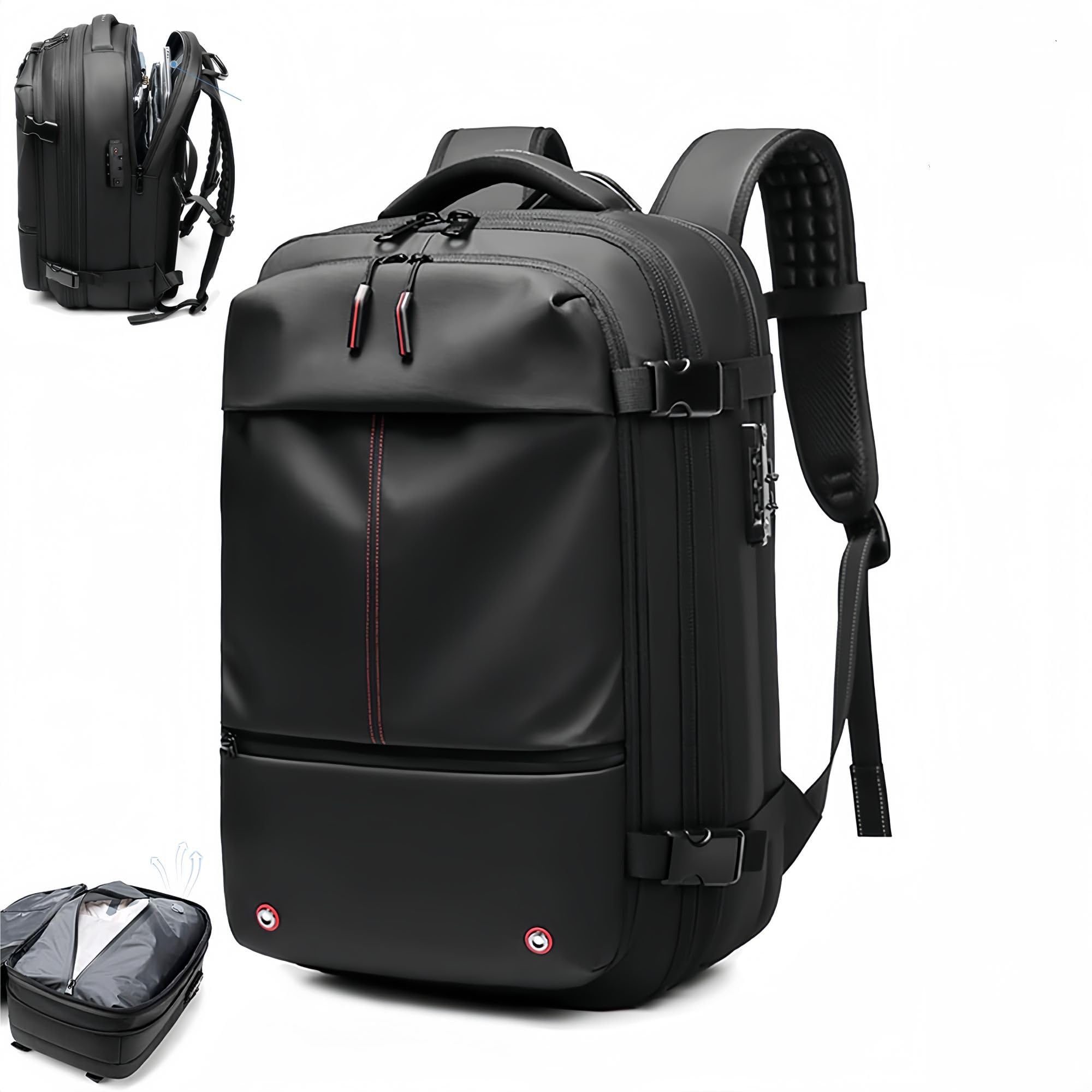 **Alepeak 60L Expandable Vacuum Compression Backpack - Large Capacity Anti-Theft Travel Backpack for Hiking, Camping & Air Travel (Black)**