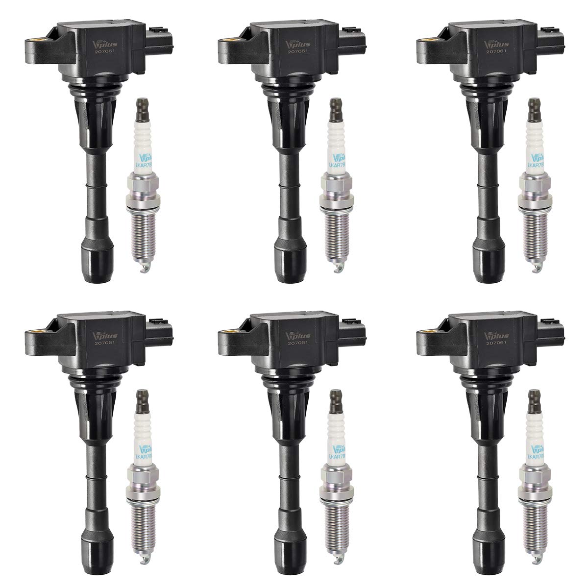 Vplus Set of 6 Ignition Coils & Spark Plugs UF550 & 93501 - Compatible with Nissan Infiniti Maxima Murano Pathfinder Quest Altima Q50 QX60 FX35 3.5L V6 (2007-2017) - High Performance Replacement Parts for Smoother Engine Start & Better Fuel Efficiency