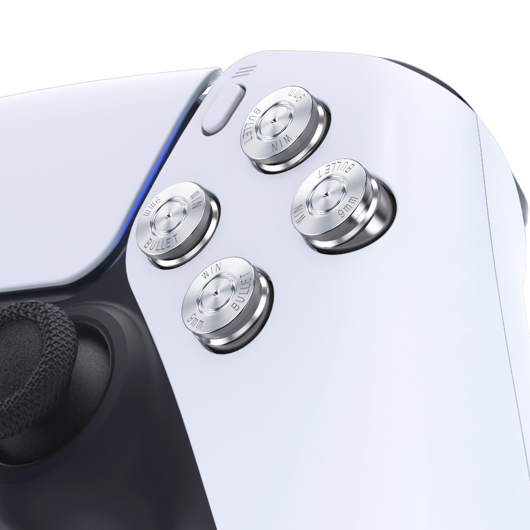 eXtremeRate Silver Metal D-Pad ABXY Buttons for PS5 Controller - Custom Aluminum Replacement Action Buttons & Direction Keys (Controller Not Included) - Perfect for Gaming, Customization & Competitive Play