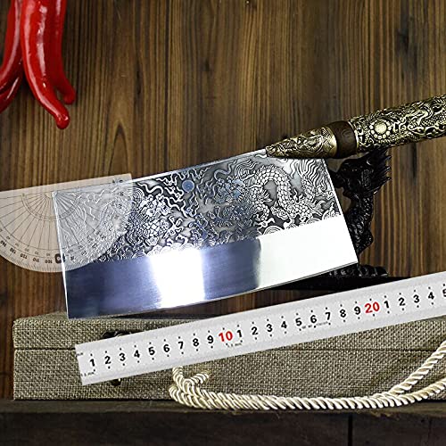 Hand-Forged Meat Cleaver - High-End Retro Chef Knife, Longquan Ghost Handmade Kitchen Cleaver for Slicing & Chopping - BY KKZY (Color: G-cd39) | Perfect for Professional Chefs & Home Cooking