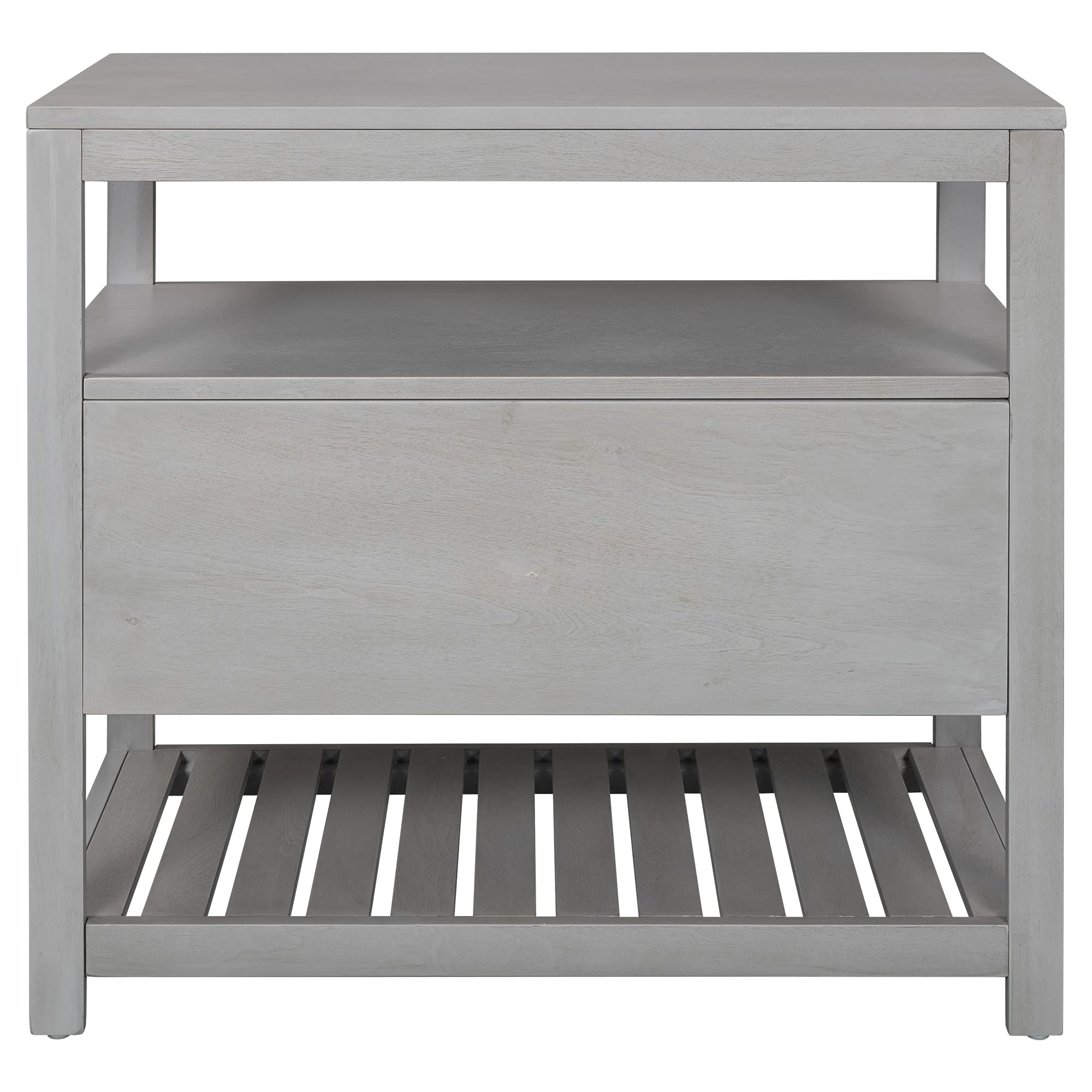 Mid Century Modern Wood Nightstand with Drawer and Shelf - Grey Bedside Table for Bedroom, Living Room & Office Storage | Compact End Table with Ample Storage Space