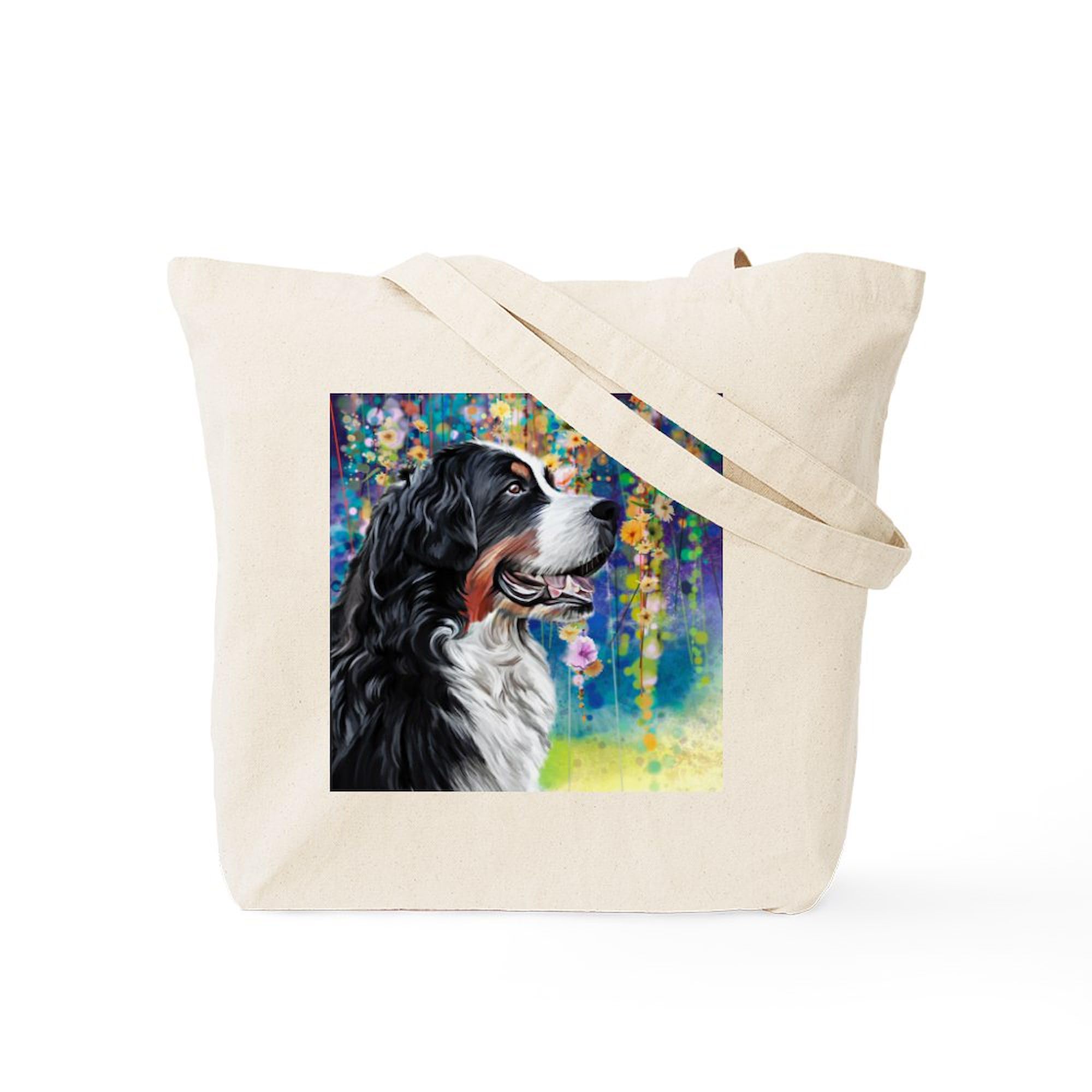 Bernese Mountain Dog Painting Tote Bag - Natural Canvas Reusable Shopping Bag for Groceries, Beach & Daily Use | Eco-Friendly Cotton Tote with Art Print