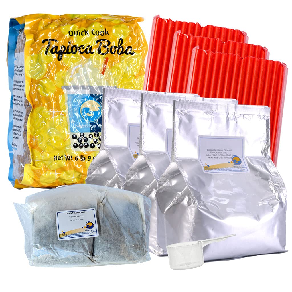 Premium Bubble Tea Kit - Black Aromatic Milk Tea Starter Set with Tapioca Pearls & Boba Powder | DIY Bubble Tea Supplies for Parties, Gifts & Home Brewing | Perfect for Bubble Tea Lovers, Cafes & Asian Dessert Shops