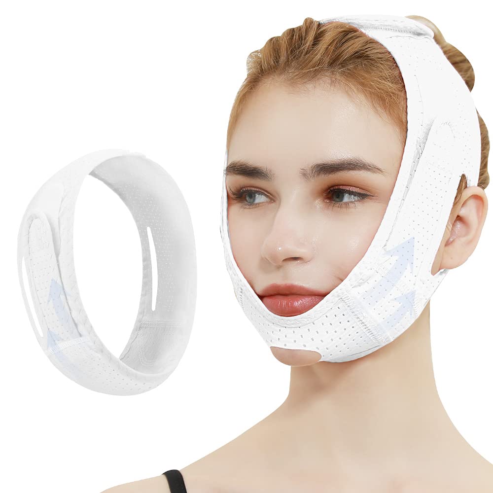 V Line Face Slimming Strap - Double Chin Reducer & Anti-Aging Chin Mask for Sagging Skin - Reusable, Breathable Facial Lifting Strap for Women & Men - Perfect for Home Use, Yoga, and Skincare Routine