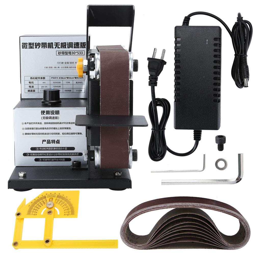 Powerful Bench Belt Sander with Anti-Skid Transmission Wheel - Electric Belt Grinder for Wood, Metal & Plastic Polishing - Perfect for DIY Projects & Professional Woodworking