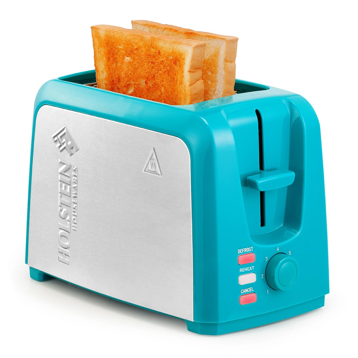 Holstein Housewares 2-Slice Toaster with 7 Browning Settings - Teal & Stainless Steel - Perfect for Toast, Bagels, Waffles - Ideal for Breakfast, Kitchen, Dorm & Office Use