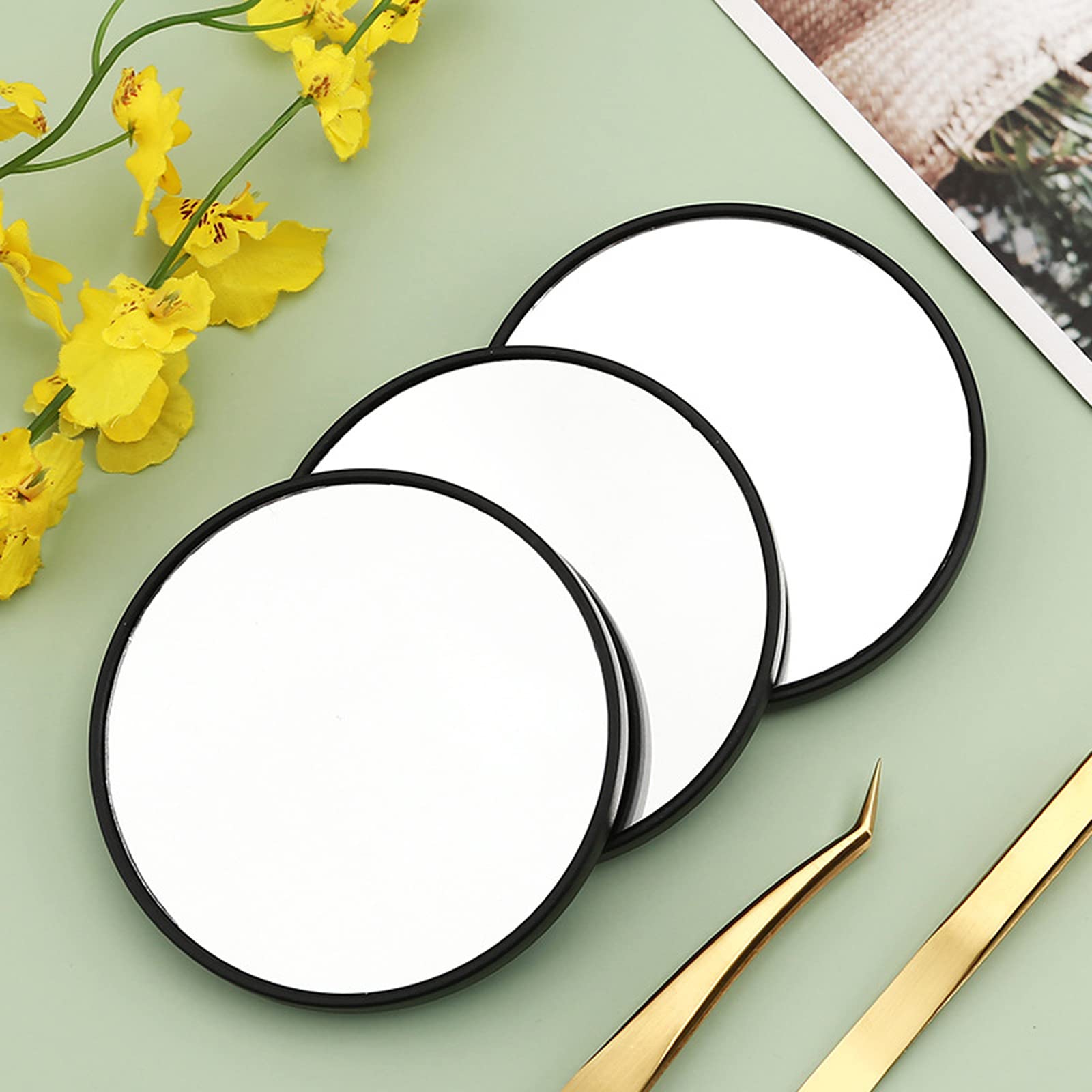 TXIN 3-Piece Magnifying Mirror Set - 5X 10X 15X Magnification - Compact Travel & Handheld Makeup Mirror - Round Bathroom Cosmetic Mirror with Suction Cups - Perfect for Travel, Home Vanity & Professional Makeup Application
