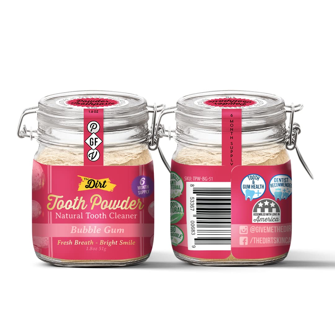 Natural Hydroxyapatite Tooth Powder for Teeth Whitening & Remineralization - Fluoride-Free, Gluten-Free, Vegan Dental Care (Bubble Gum Flavor, 51g/6 Month Supply) - Perfect for Sensitive Teeth & Daily Oral Hygiene Routine