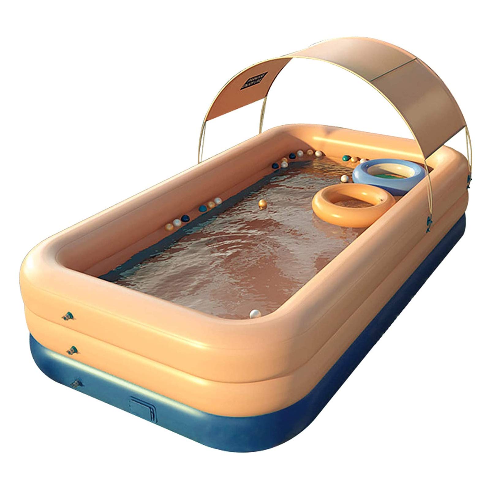 YUEWO Inflatable Swimming Pool with Canopy - 260x160x68cm/102x63x27inch Outdoor Above Ground Portable Blow Up Pool for Adults & Family - Perfect for Garden, Backyard, Summer Parties & Relaxation (Pink)