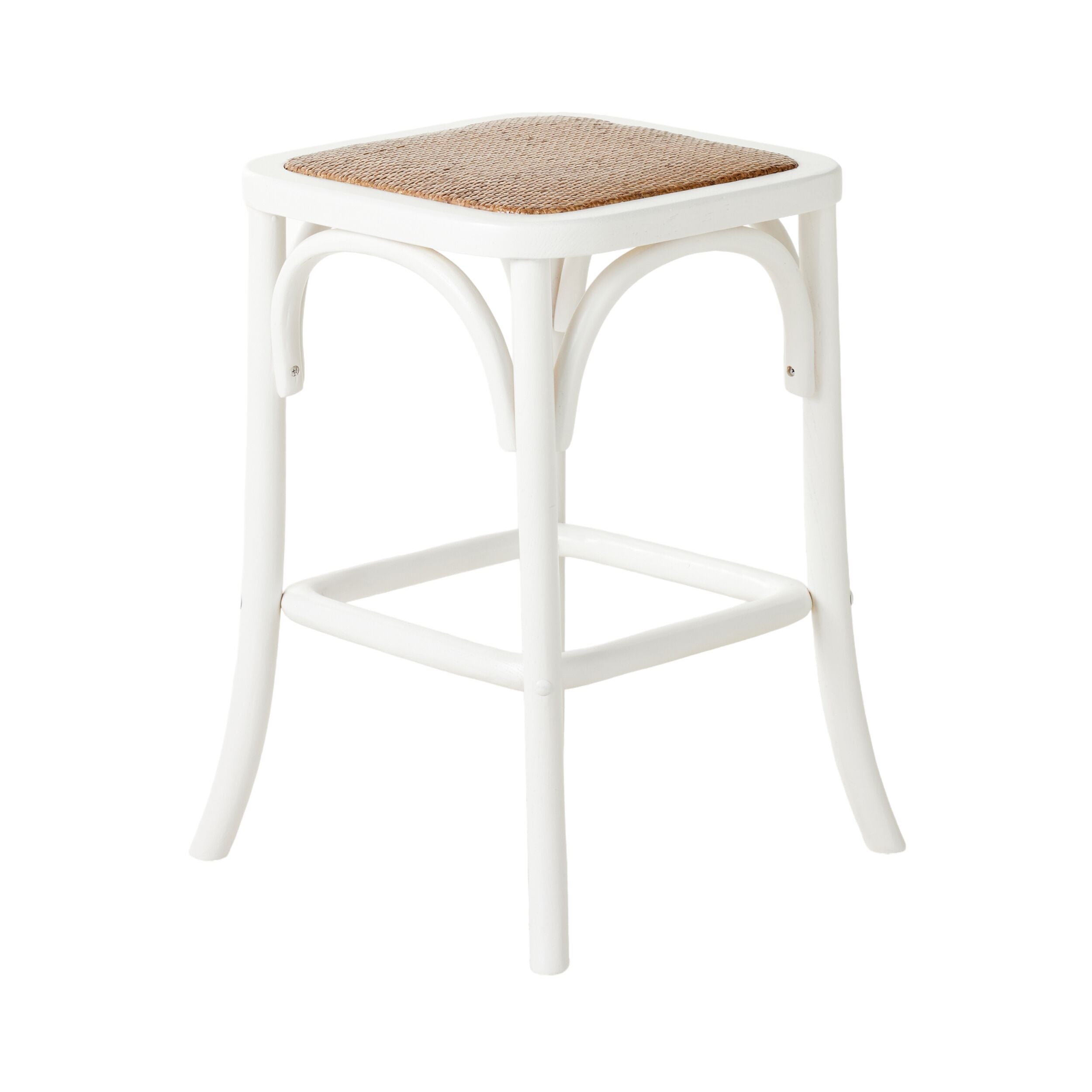Bastion Backless Bar Stool - White Modern Counter Height Stool for Kitchen Island, Breakfast Nook & Home Bar Decor