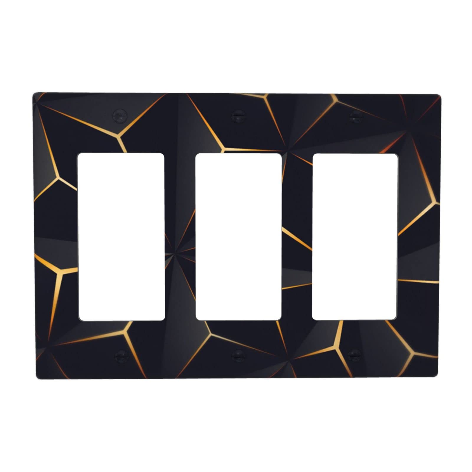 Modern Abstract Diamond Pattern Light Switch Cover - Triple Rocker Wall Plate, 3 Gang Switch Plate Cover for Bedroom, Bathroom & Farmhouse Decor - 4.65