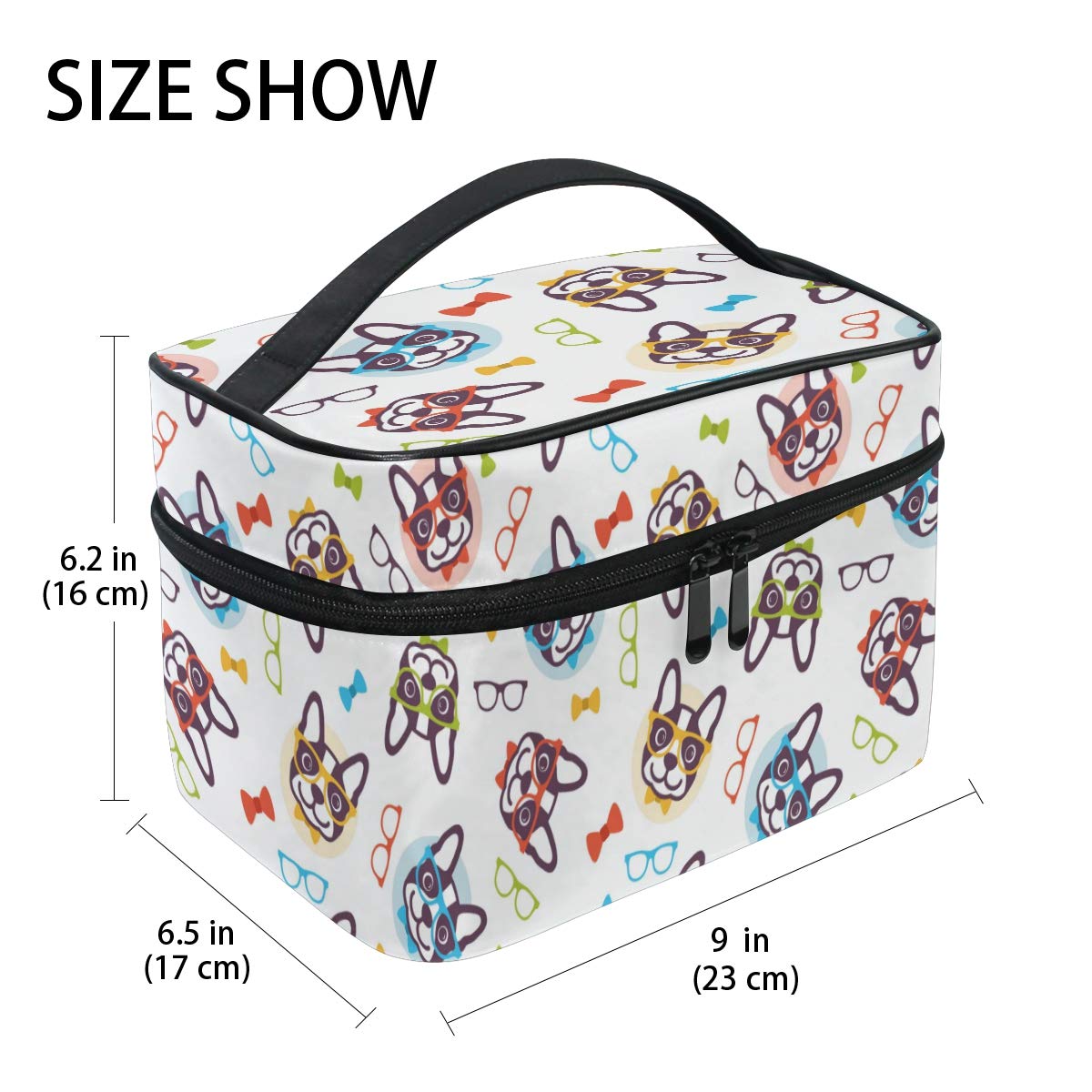 Large Capacity Makeup Bag Organizer - Cute Cartoon French Bulldog Design Travel Cosmetic Case, Portable Toiletry Storage & Wash Bag for Women & Girls | Perfect for Travel, Gym, and Daily Makeup Organization