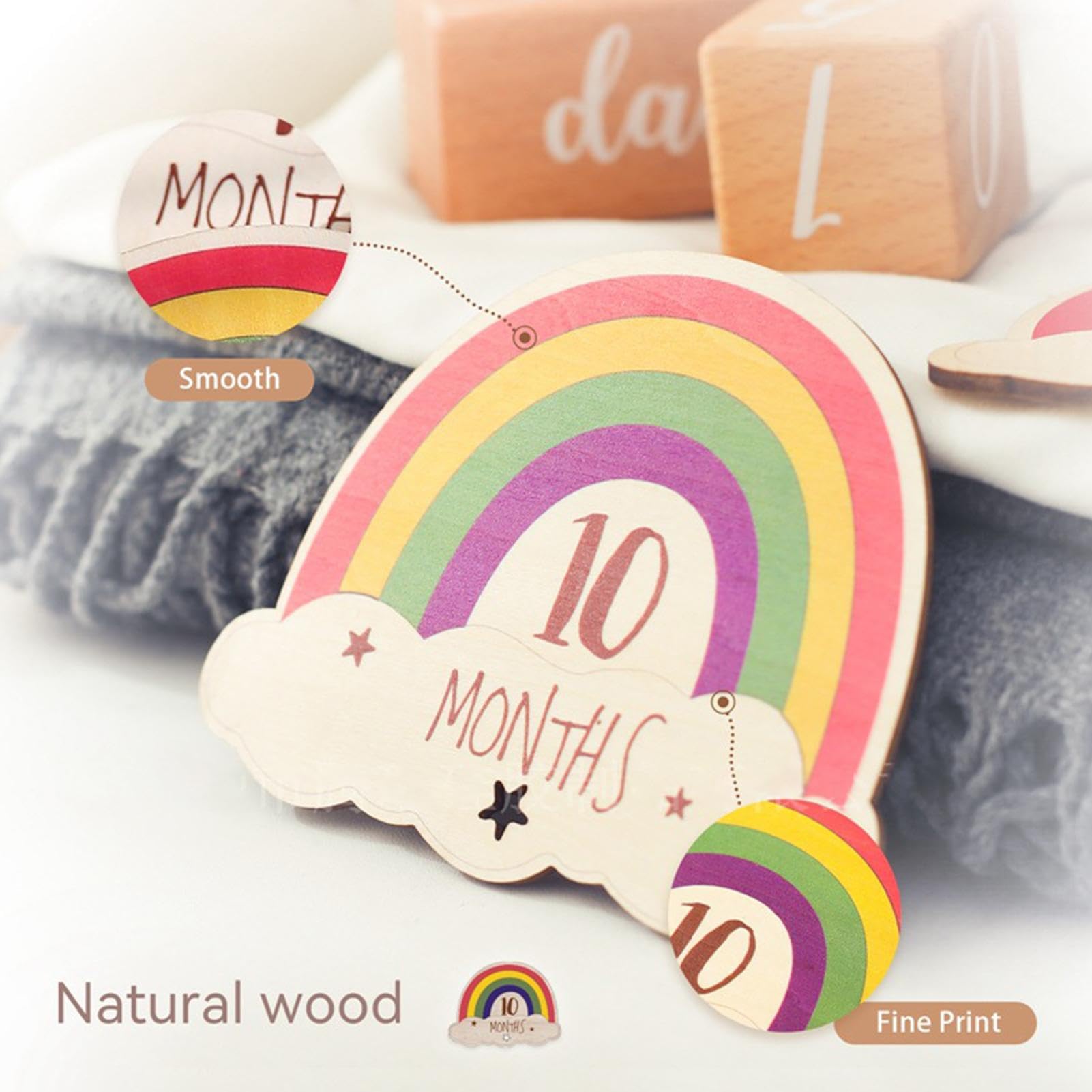 Rainbow Milestones Cards - Wooden Baby Monthly Signs, Colorful Baby Month Announcement, Baby Growth Tracker for Newborns & Infants - Perfect for Baby Showers, Monthly Photos, and Milestone Celebrations