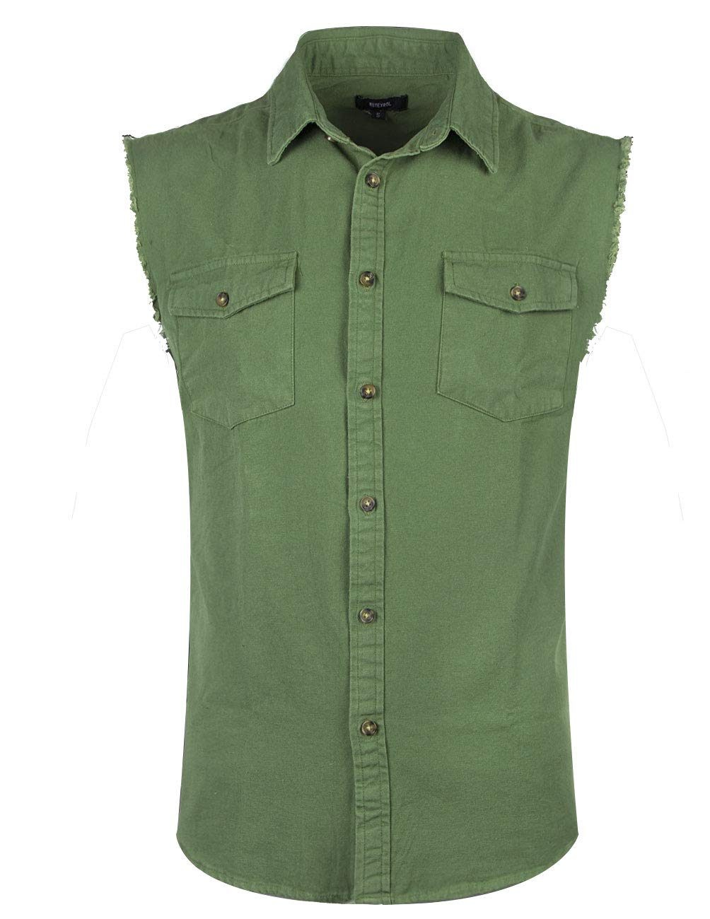Nutexrol Men's Sleeveless Denim Cotton Shirt Biker Vest with 2 Front Pockets - Casual Summer Outfit for Motorcycle Riding & Streetwear Fashion