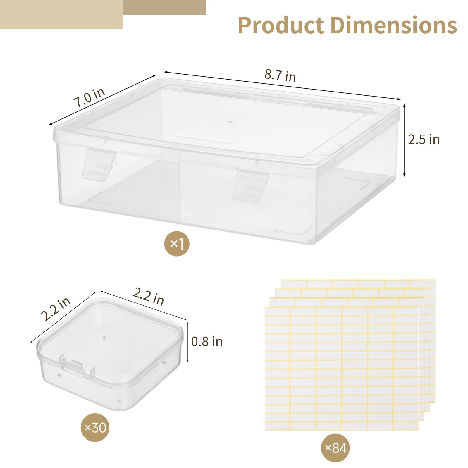Homaisson 120-Piece Small Clear Plastic Bead Storage Containers with 4 Craft Boxes & 336 Labels - Organizer for Jewelry Making, Bracelets, Beading, Nails, Screws, Seeds & Small Parts - Perfect for DIY Crafts, Home & Office Organization