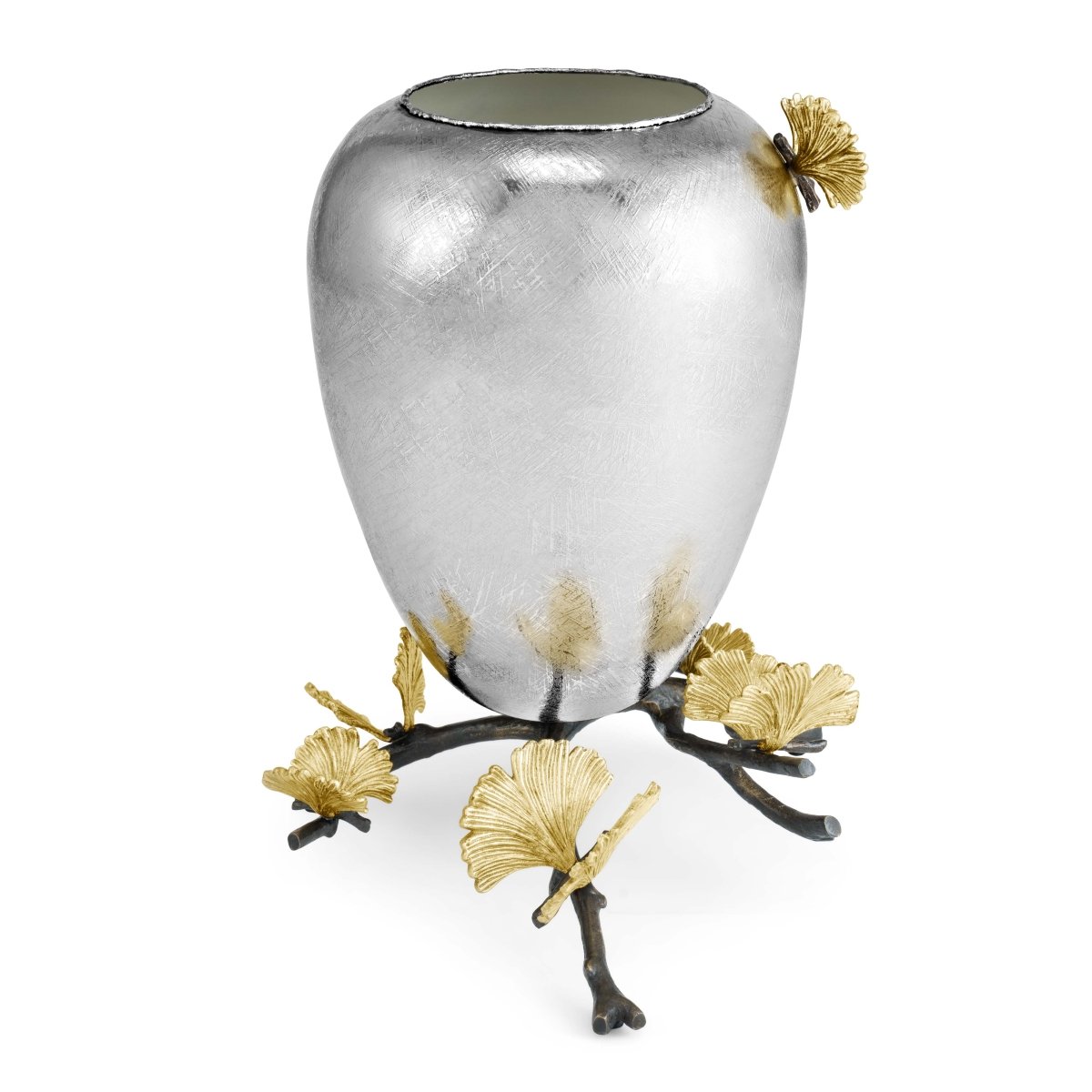 Butterfly Ginkgo Footed Vase - Elegant Ceramic Home Decor for Living Room, Dining Table, Wedding Centerpiece & Gift Idea